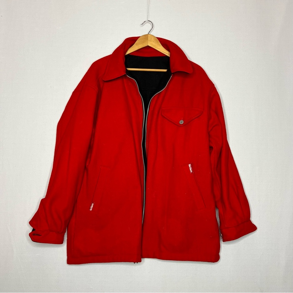 Vintage Marlboro Reversible Wool Jacket Red Black 90s Mens Size M
